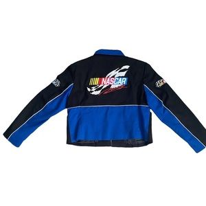 Rare NASCAR Racing Jacket Coat Patches Black And Blue JH Design